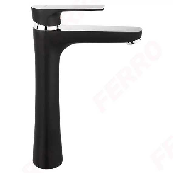 FERRO ALGEO SQUARE BLACK mosdócsaptelep, álló, magasított, fekete-króm