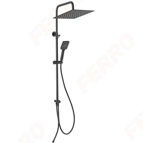 FERRO WIZARD SQUARE PRO Black zuhanyszett, 3 funkciós, fejzuhannyal, fekete