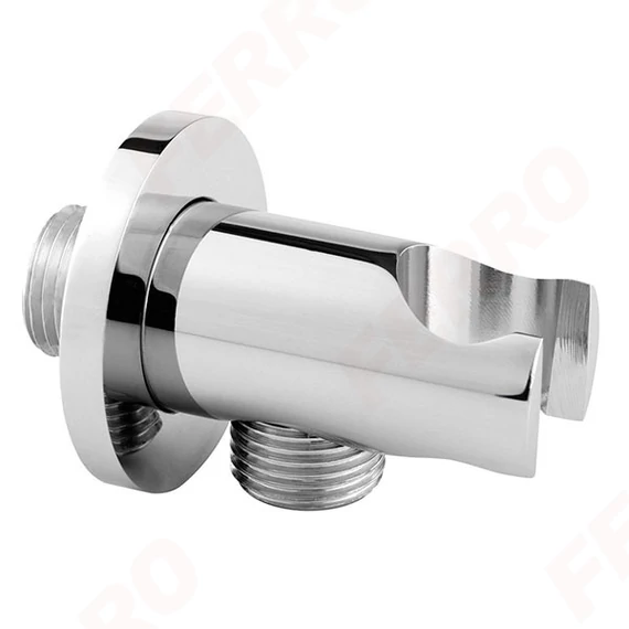FERRO Sarokcsatlakozó zuhanycsőhöz, zuhanytartóval, kerek, 1/2", króm