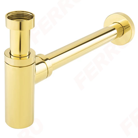 FERRO ROTONDO hengeres búraszifon, állítható lefolyó, rozettával, 5/4”x32 mm, arany