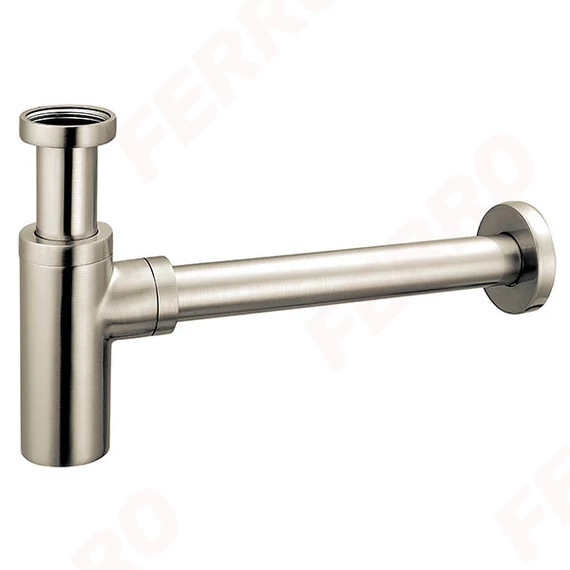 FERRO ROTONDO hengeres búraszifon, állítható lefolyó, rozettával, 5/4”x32 mm, szálcsiszolt nikkel