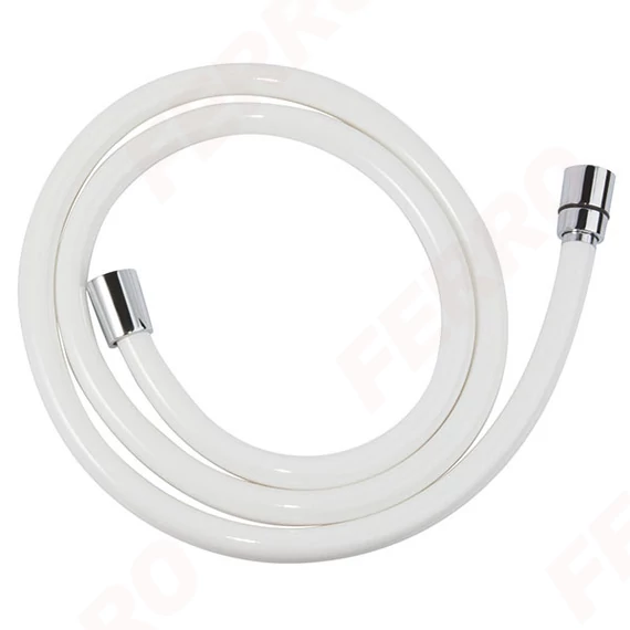 FERRO fehér PVC zuhanycső, csavarodásmentes, 150cm
