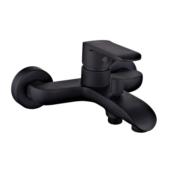 INVENA SIROS BLACK kádcsaptelep, fali, zuhanyszett nélkül, fekete, waterplating bevonat