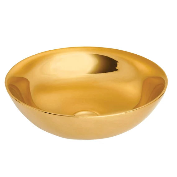 INVENA TINOS mosdókagyló, kerek, asztali, átmérő 39,5 cm, fényes, arany, PVD/Waterplating