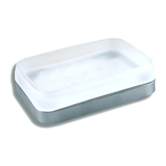 METALIA 4 szappantartó, fali, fehér-króm, üveg 140x95 mm KIFUTÓ