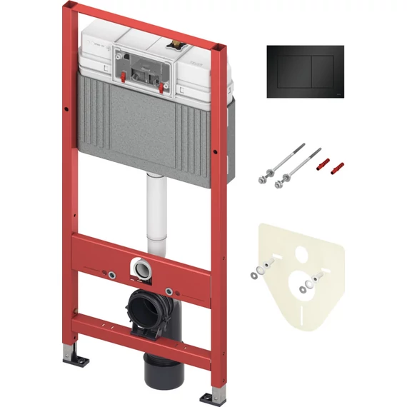 TECE Base falba építhető WC szett Base tartállyal, TECEnow matt fekete nyomólappal, 1120 mm