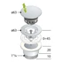 Kép 2/5 - OMP TEA klik-klak mosdólefolyó, 5/4“, 10-45mm, króm