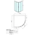 Kép 2/5 - POLYSAN EASY LINE íves zuhanykabin, 800x800mm, transzparent üveg