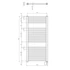 Kép 2/6 - AQUALINE DIRECT-E elektromos fürdőszobai radiátor fűtőpatronnal, egyenes, 600x960mm, 400W, fehér
