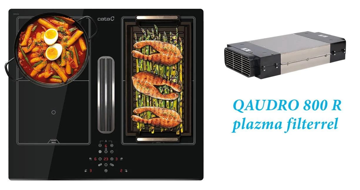 CATA - Beépíthető főzőlap kerámia indukciós, beépített elszívóval AS-600 + plazma filter QUADRO 800