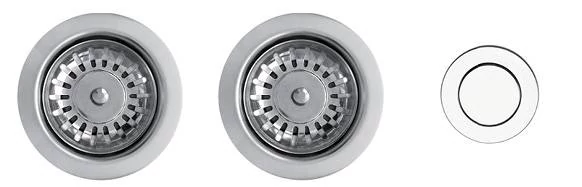 ELLECI - ASP23002 (PUSH-CONTROL POP-UP) automata dugókiemelő kétmedencés mosogatóhoz inox