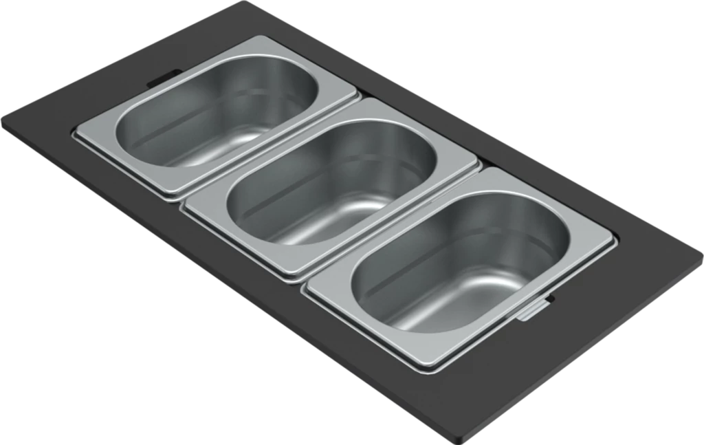 ELLECI- Tároló edény háromrészes gourmet 410 inox HPL kerettel