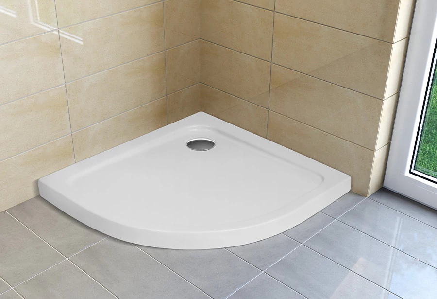 H2O Nero A Slim íves lapos zuhanytálca 90x90