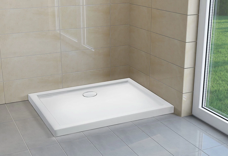 H2O Nero D Slim szögletes aszimmetrikus lapos zuhanytálca 100x80