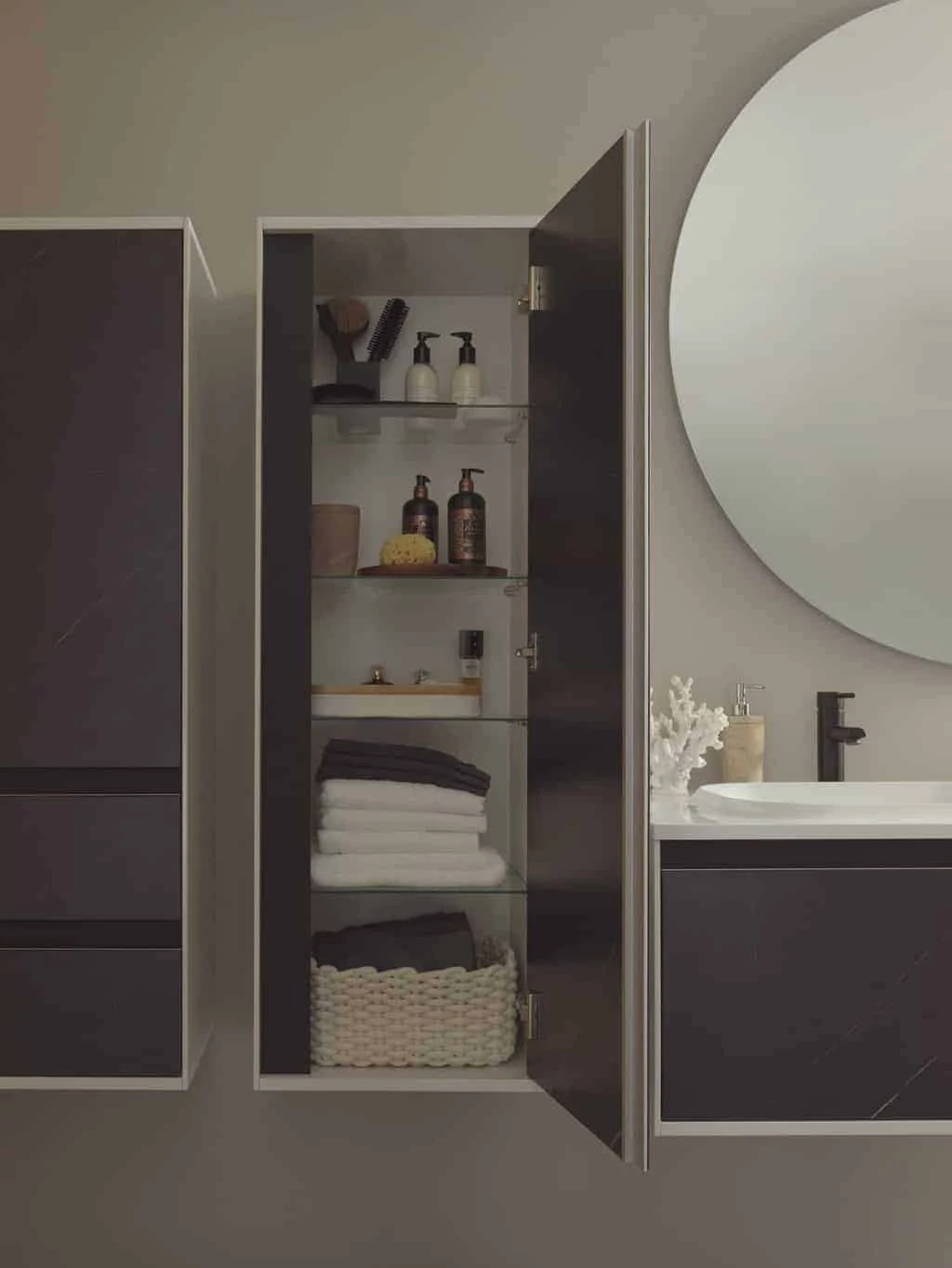 KOLPA SAN Pandora P1302 szekrény ajtóval BL STONE/fekete kő