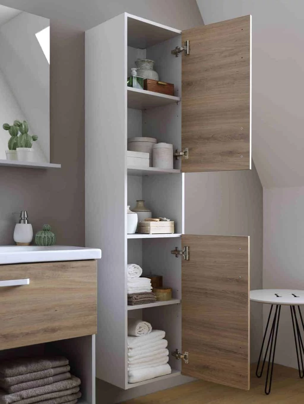 KOLPA SAN EVELIN E1702 szekrény ajtókkal GRAY/OAK szürke/tölgy