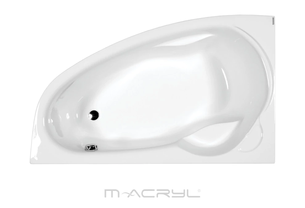 M-ACRYL Liza aszimmetrikus akril kád 140x90 balos + Ajándék kádláb és peremrögzítő