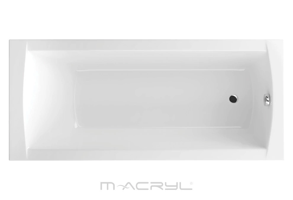 M-ACRYL Viva egyenes akril kád 170x75 + Ajándék kádláb, peremrögzítő és automata le- és túlfolyó szifonnal