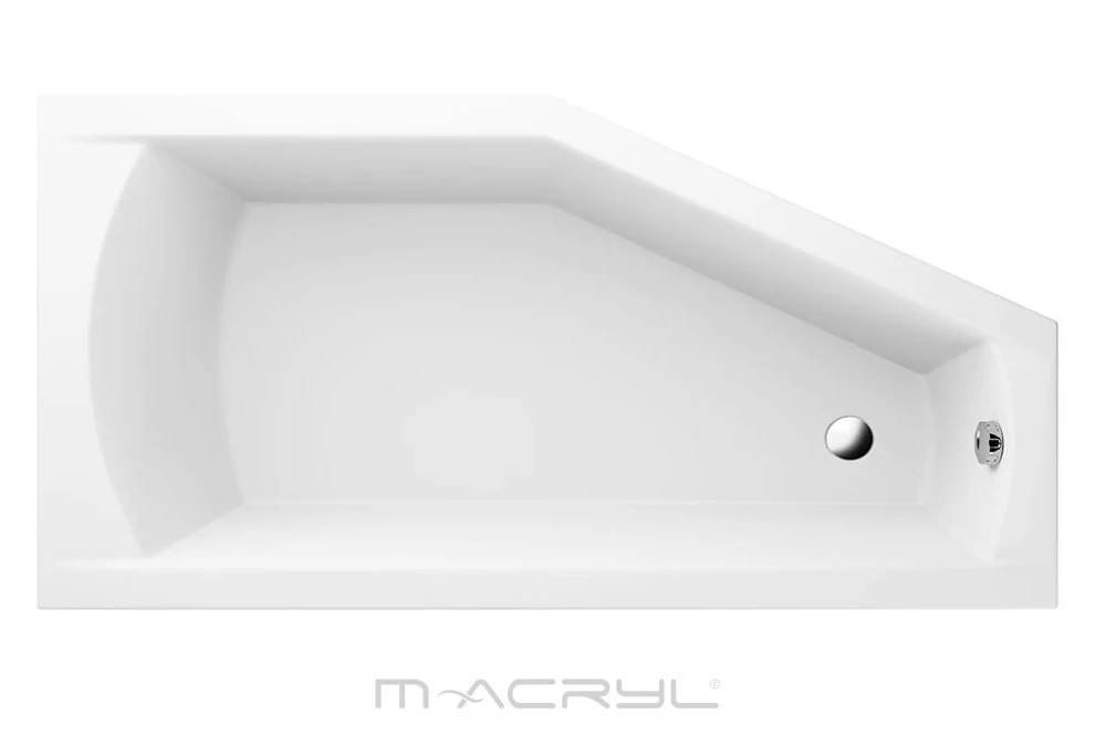 M-ACRYL Venus aszimmetrikus akril kád 140x90 balos + Ajándék kádláb és peremrögzítő
