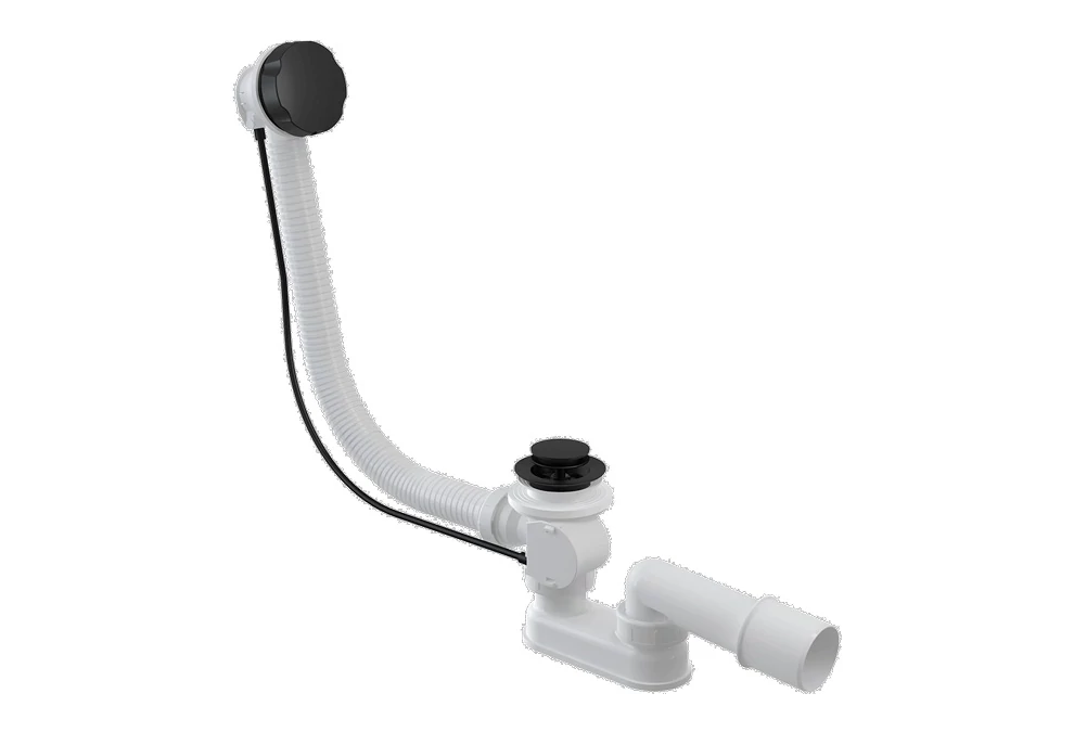 M-ACRYL Normál automata le- és túlfolyó szifonnal (60 cm) fekete színben