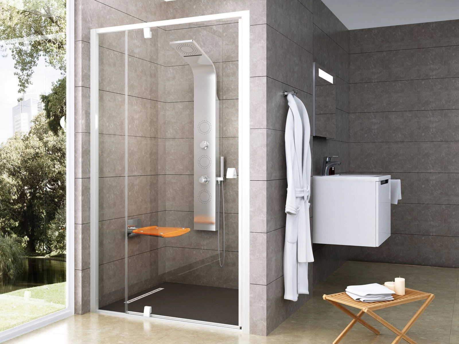 RAVAK Pivot PDOP2-100 zuhanyajtó fehér+transparent