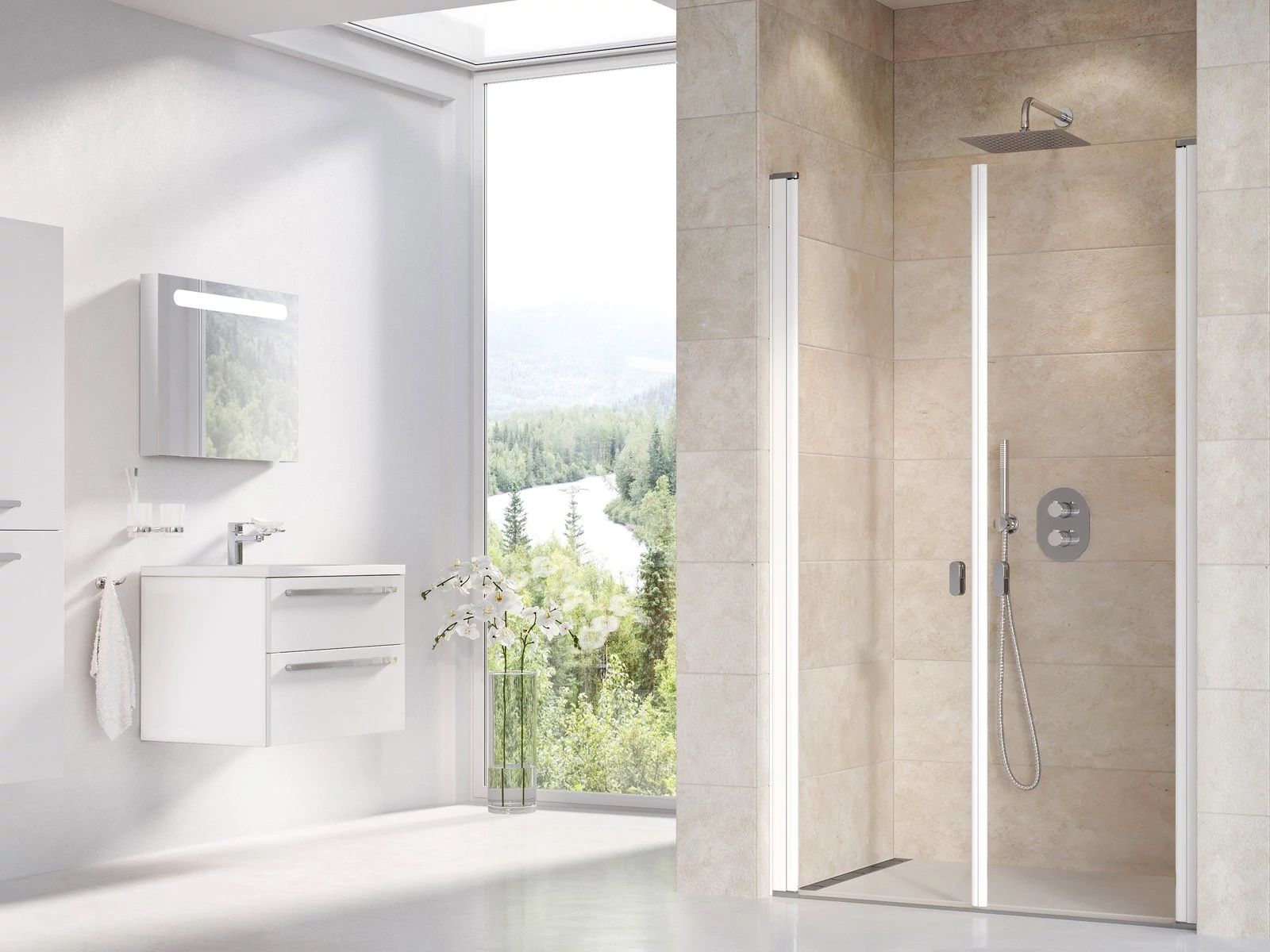 RAVAK Chrome CSDL2-100 zuhanyajtó fehér+transparent