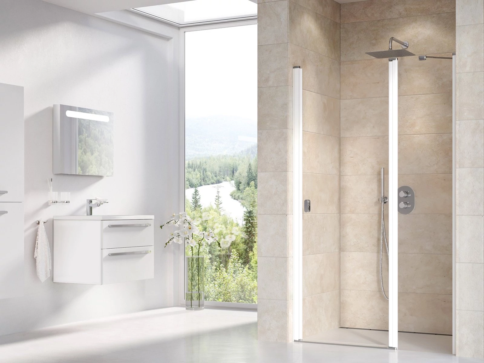 RAVAK Chrome CSD2-120 zuhanyajtó fehér+transparent