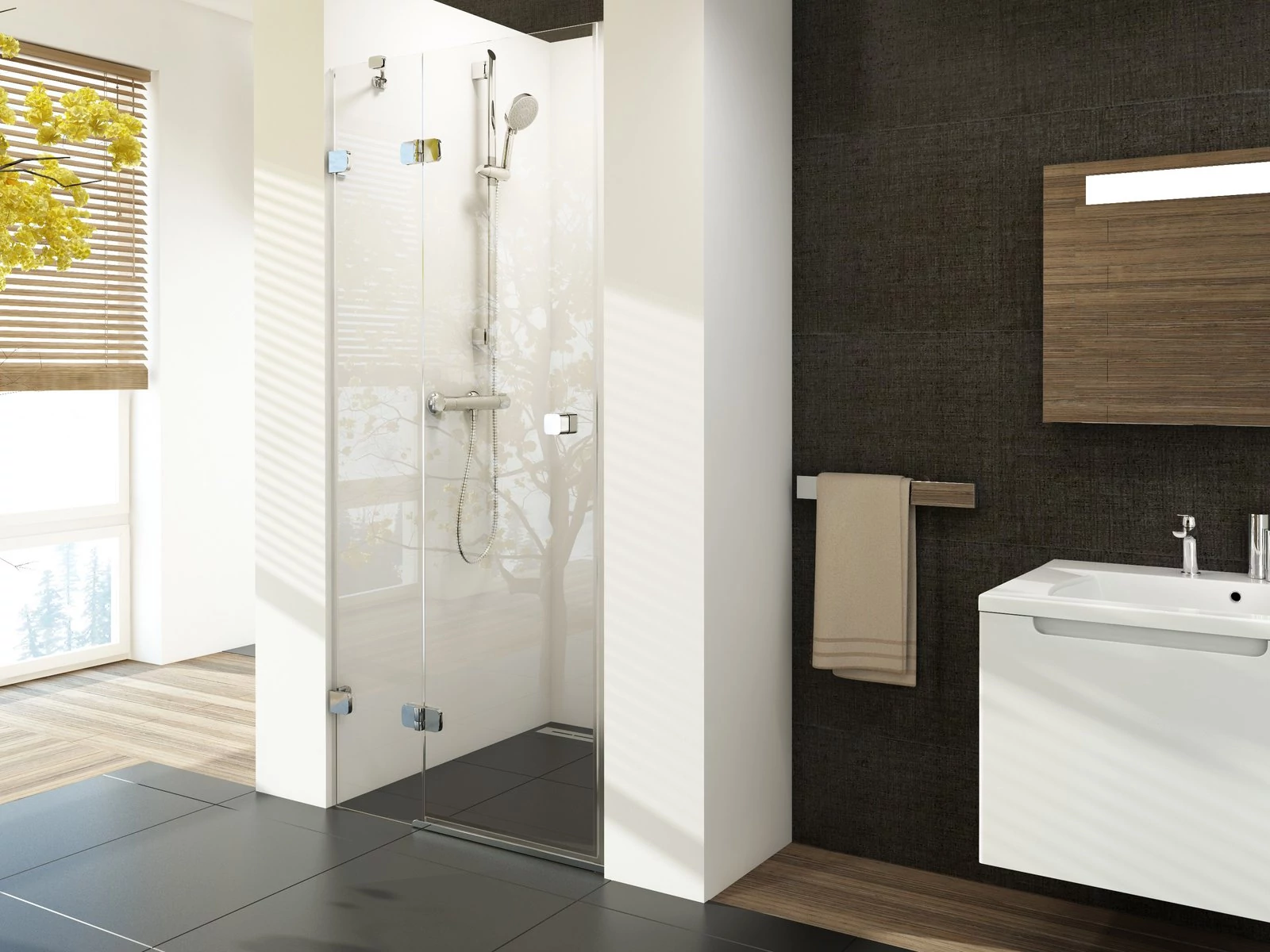 RAVAK Brilliant BSD2-80 A-bal zuhanyajtó króm+transparent, (790-805)