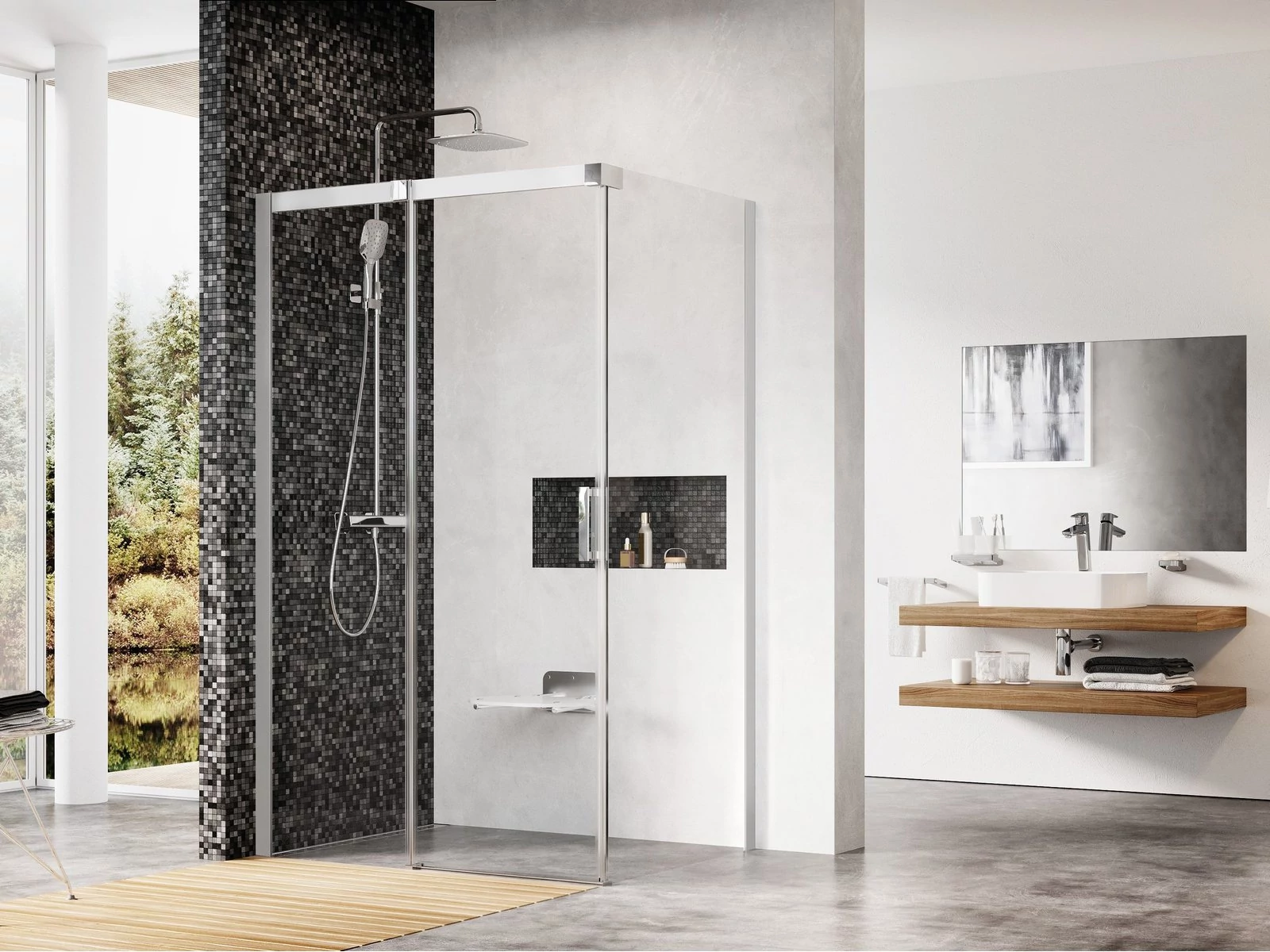 RAVAK Matrix MSDPS 120x90 zuhanykabin bal szatén+transparent