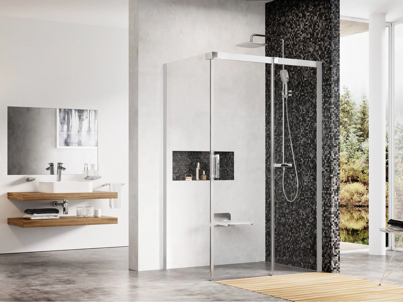 RAVAK Matrix MSDPS 100x80 zuhanykabin jobb szatén+transparent