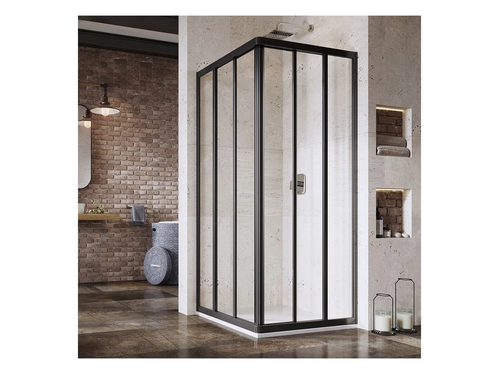 RAVAK Supernova ASRV3-80 zuhanykabin-198 fekete+transparent