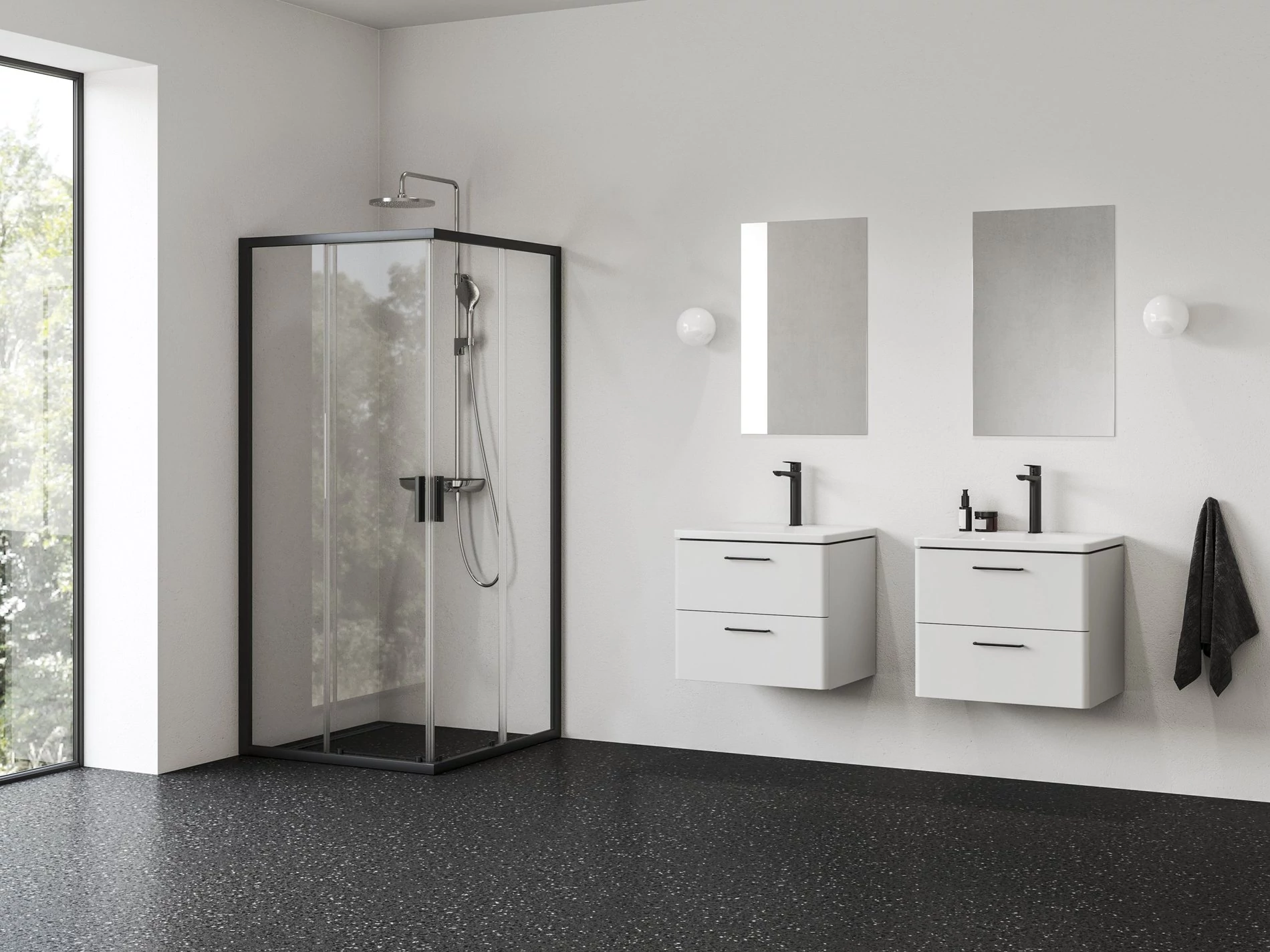 RAVAK Blix II NBLRV2 90x90 zuhanykabin fekete+transparent