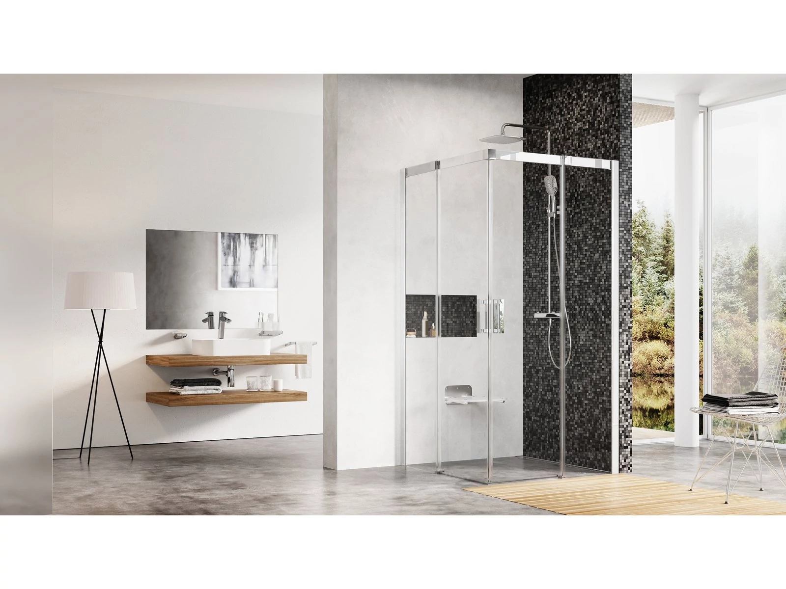 RAVAK Matrix MSRV4-100x100 zuhanykabin szatén+transparent
