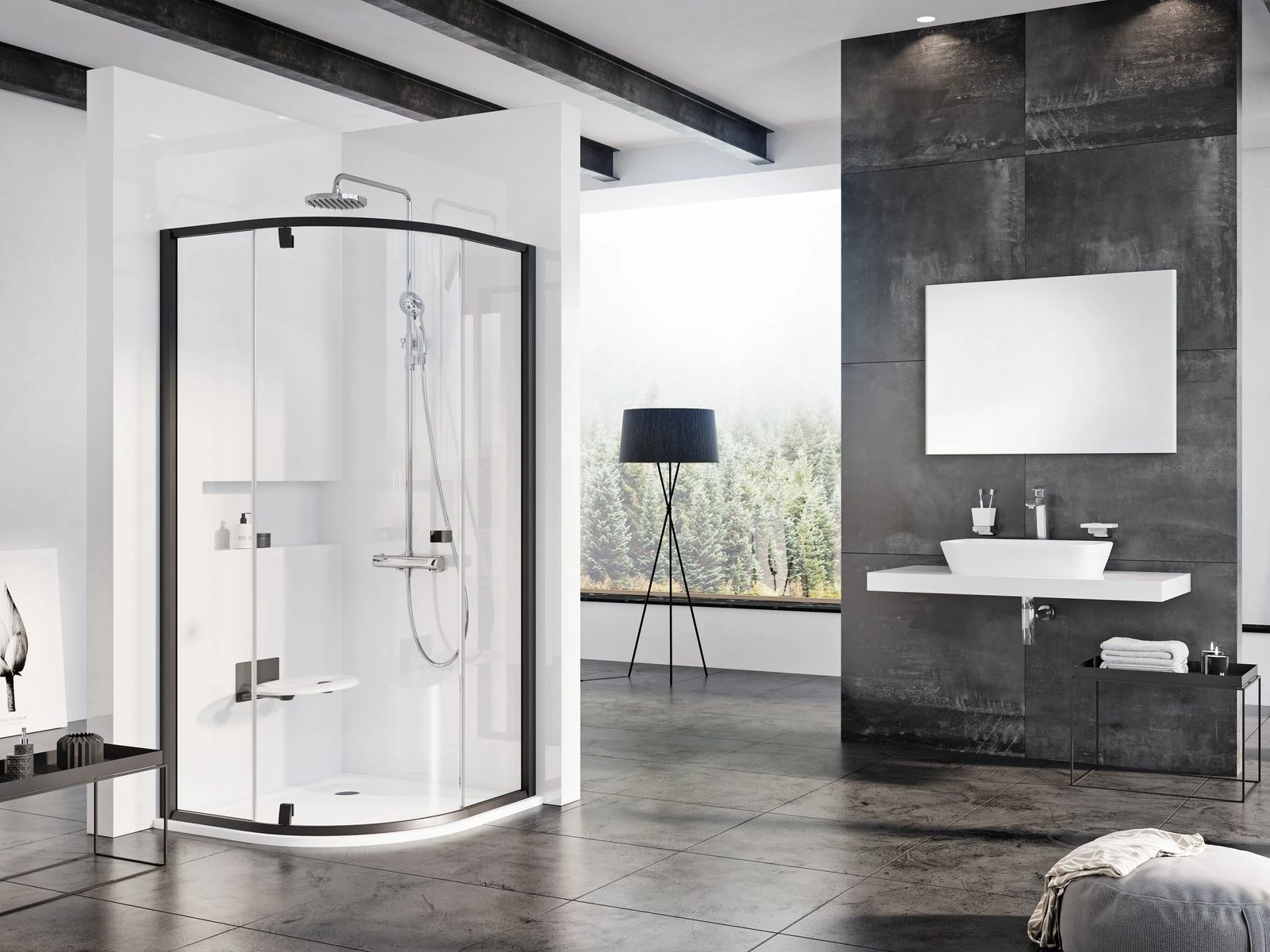 RAVAK Pivot PSKK3 80x80 zuhanykabin fekete+transparent