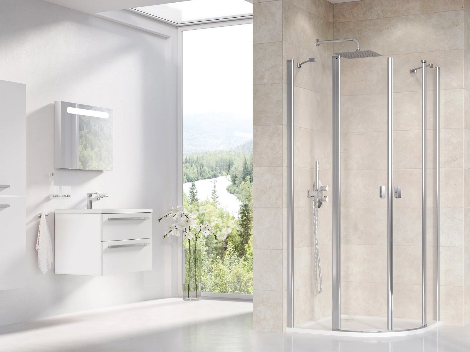 RAVAK Chrome CSKK4-90 zuhanykabin krómhatású+transparent