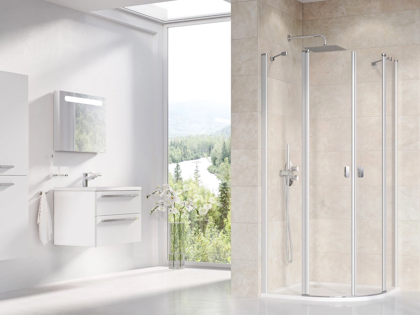 RAVAK Chrome CSKK4-90 zuhanykabin szatén+transparent