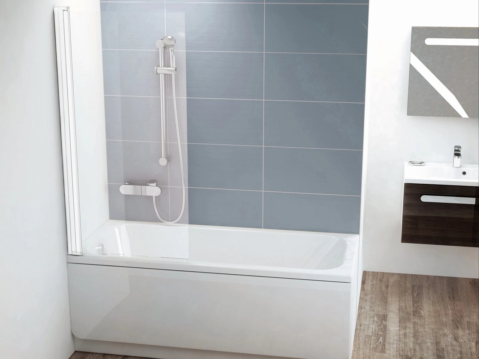 RAVAK CVS1-80 balos kádparaván fehér + transparent