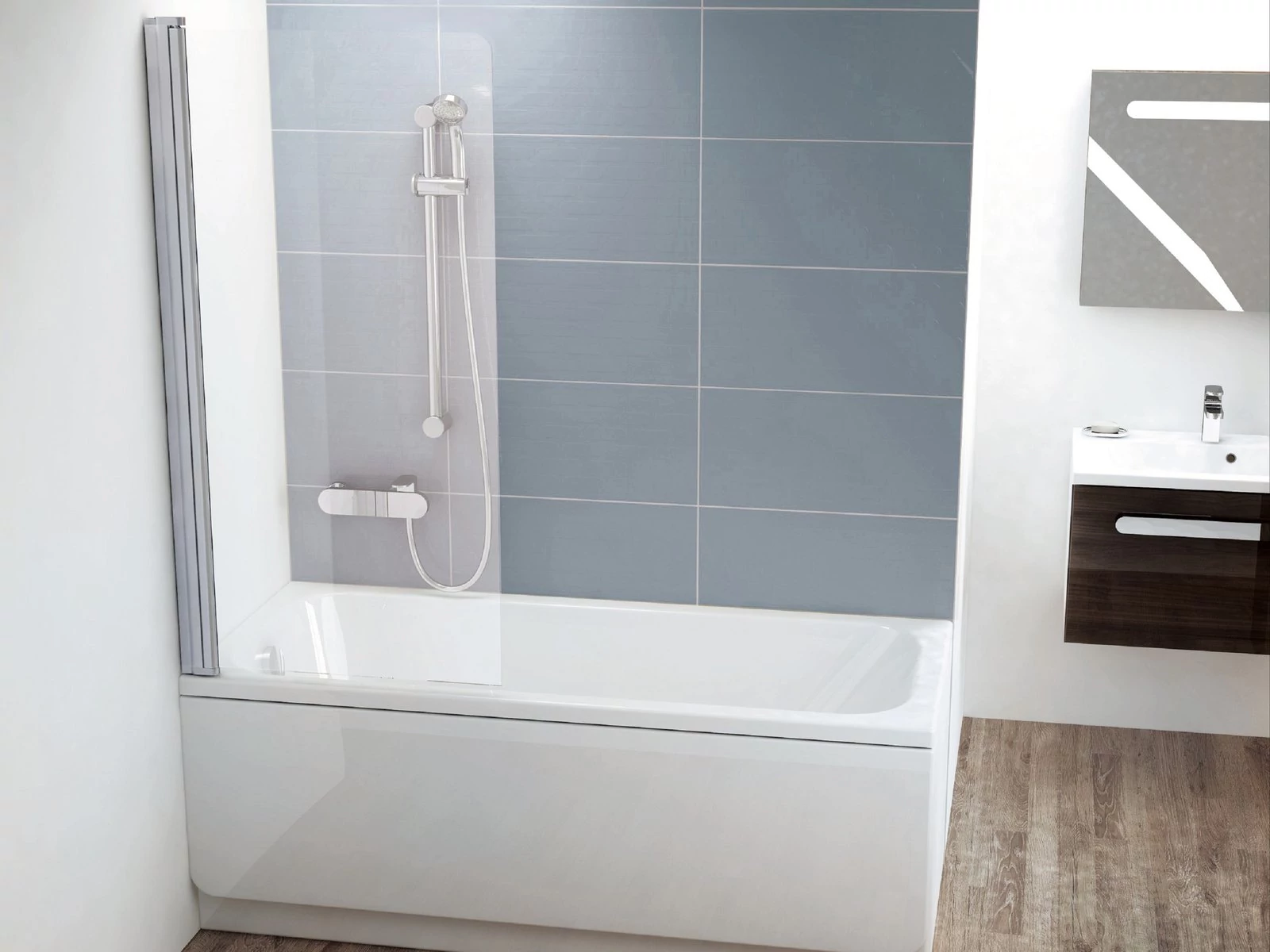 RAVAK CVS1-80 balos kádparaván szatén + transparent