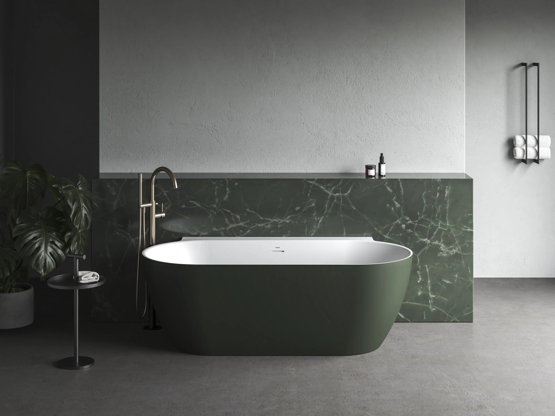 RAVAK Vana Freedom Wall II Tec 170x87, akrilkád, Grey Green/fehér, fehér túlfolyóval