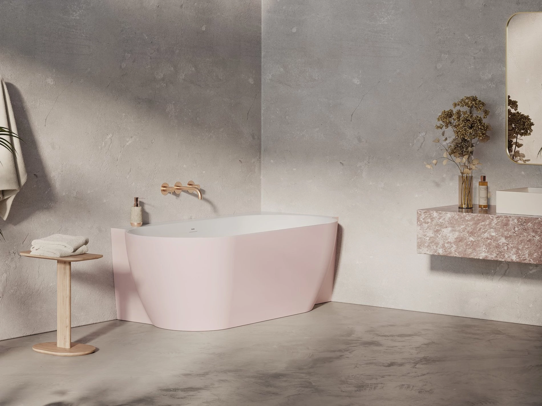 RAVAK Vana Freedom Corner II Tec 175x86 jobb, akrilkád, Alabaster Pink/fehér, fehér túlfolyóval