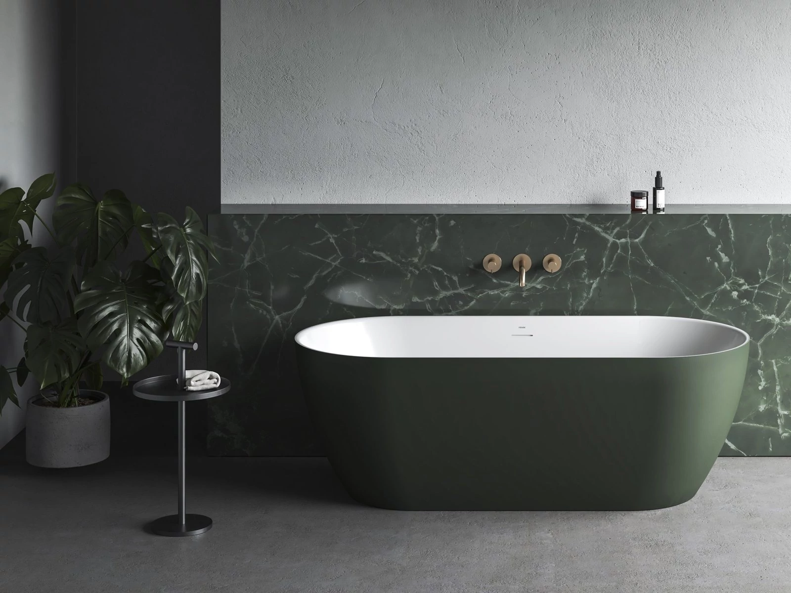 RAVAK Freedom O Tec 170x77 akrilkád, Grey Green/fehér szabadonálló, fehér lefolyóval
