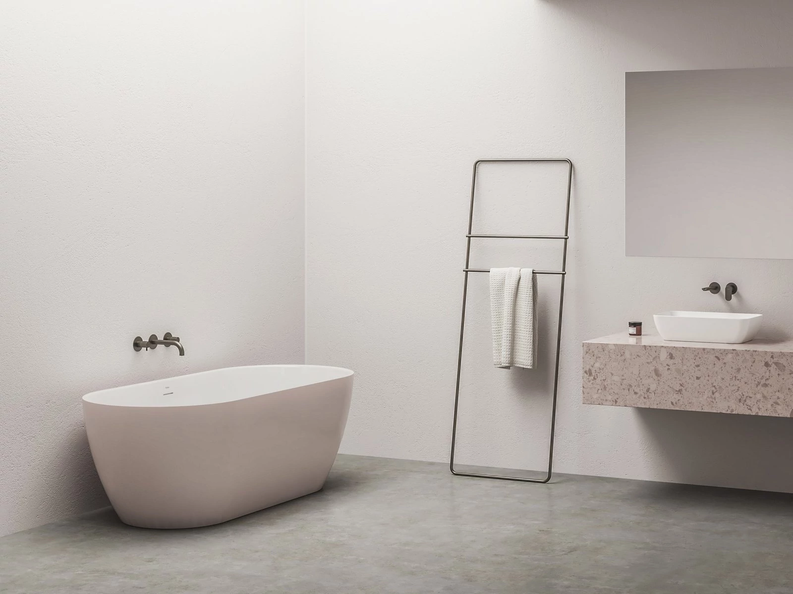 RAVAK Freedom O Tec 170x77 akrilkád, Alabaster Pink/fehér szabadonálló, fehér lefolyóval