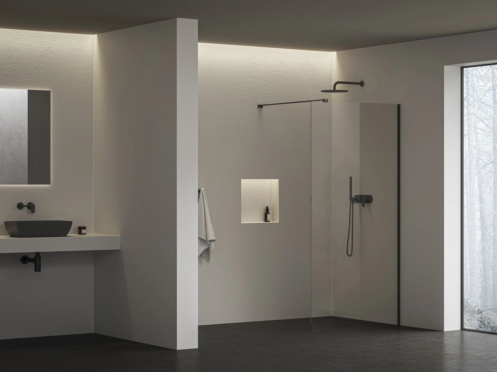 RAVAK Walk-In Air Wall 100 zuhanyfal fekete+transparent