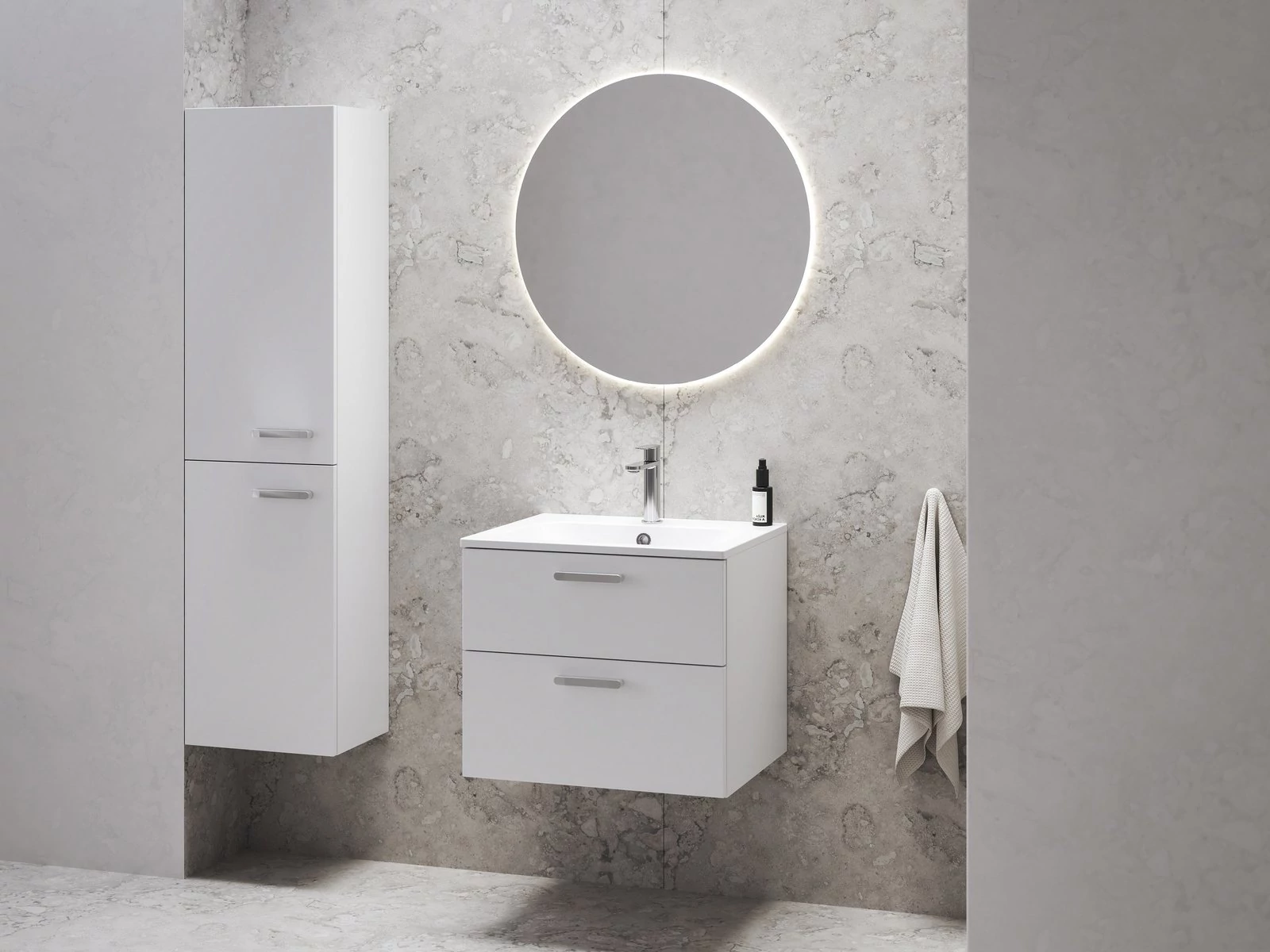 RAVAK Chrome II SB 39 magasszekrény bal, fehér, króm fogantyúval 152 mm