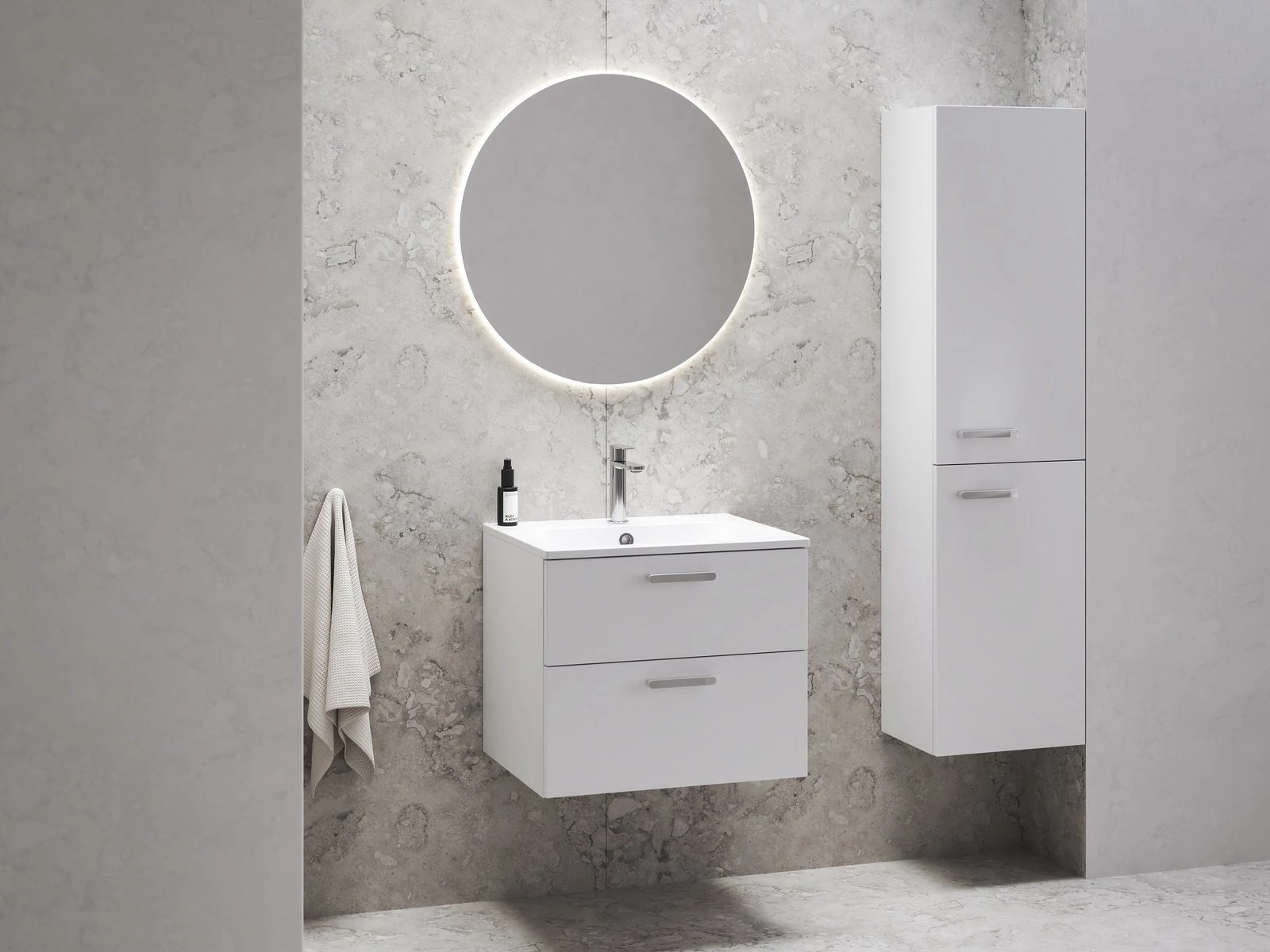 RAVAK Chrome II SB 39 magasszekrény jobb, fehér, króm fogantyúval 152 mm