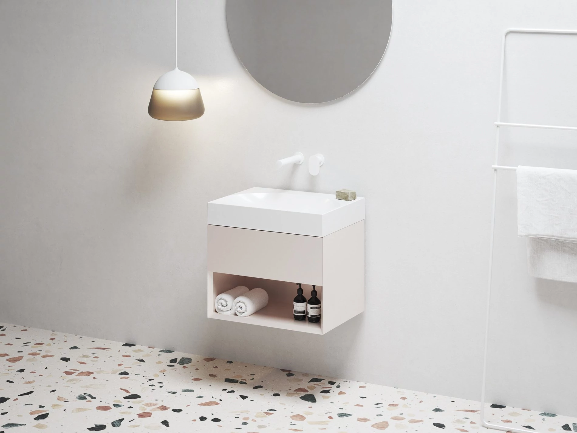 RAVAK SD Lite 60 fürdőszobai szekrény mosdó alá Alabaster Pink