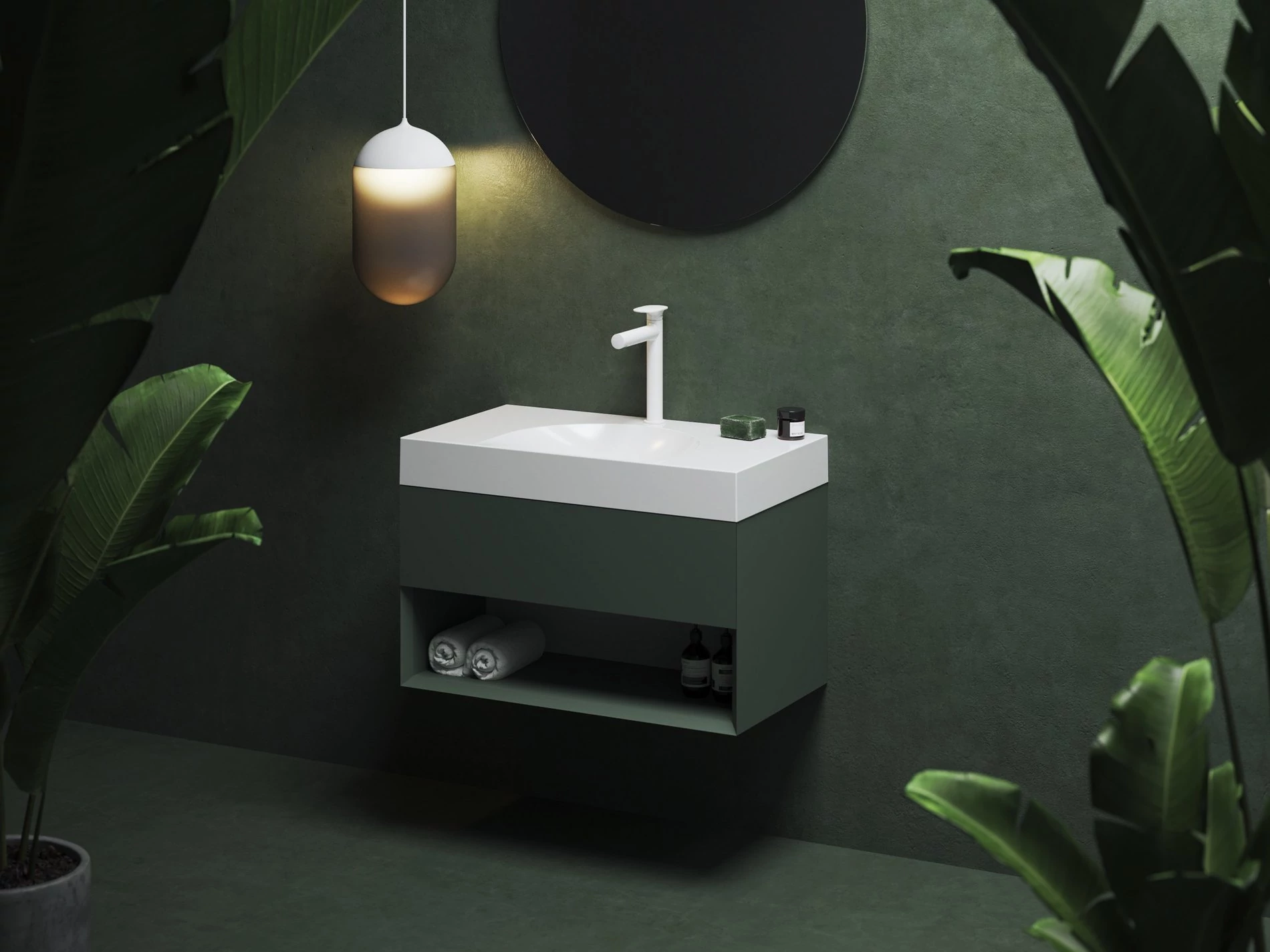 RAVAK SD Lite 80 fürdőszobai szekrény mosdó alá Grey Green
