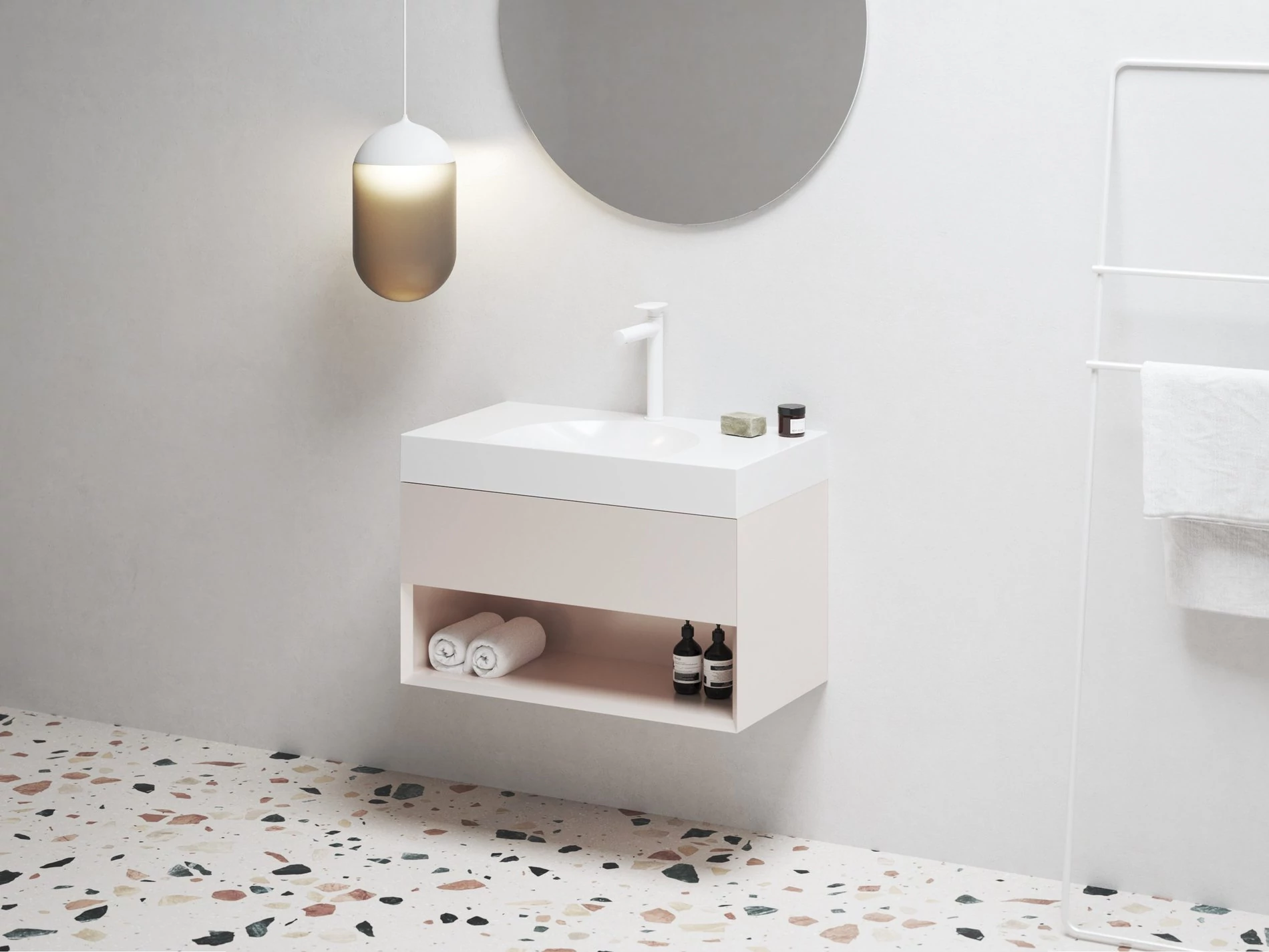 RAVAK SD Lite 80 fürdőszobai szekrény mosdó alá Alabaster Pink