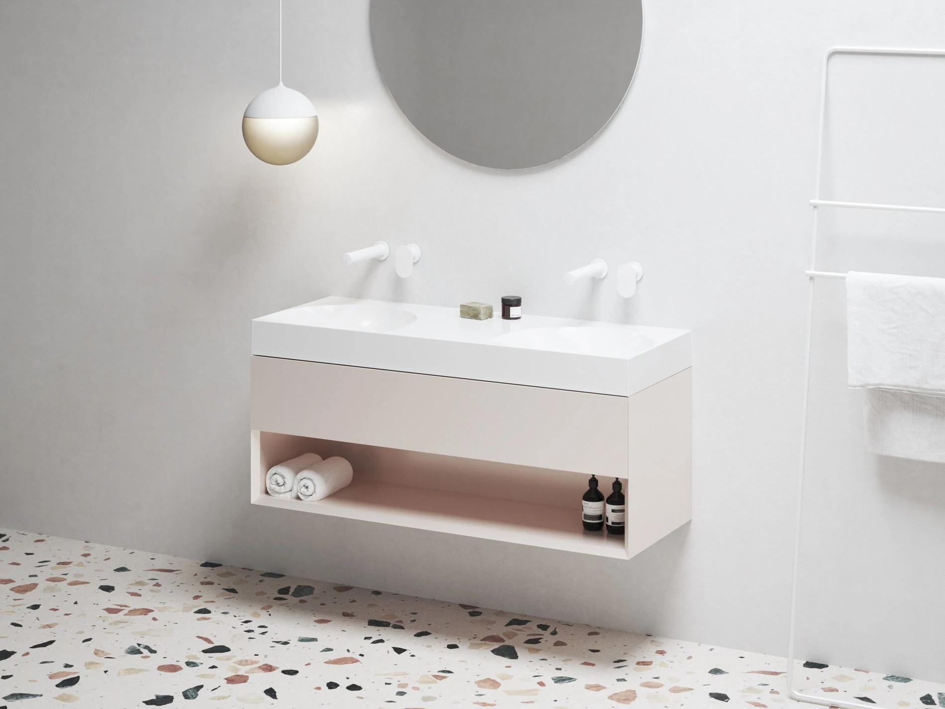 RAVAK SD Lite 120 fürdőszobai szekrény mosdó alá Alabaster Pink