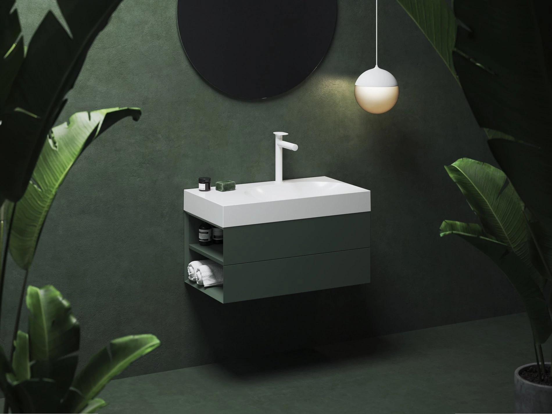 RAVAK SD Lite 80 B fürdőszobai szekrény mosdó alá Grey Green